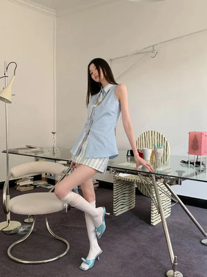 Classic Collar Sleeveless Shirt