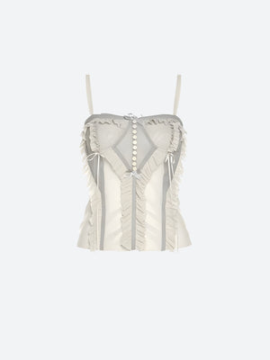 Fairycore Mesh Ruffled Top & Mini Skirt Two Piece Set