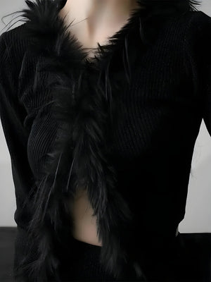 Faux Fur Trim Cardigan