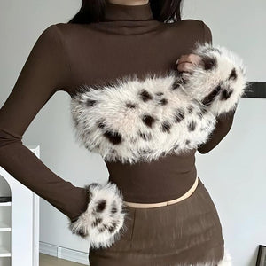 Fluffy Leopard Top