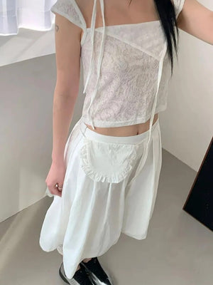 Pleated Pocket Midi Skirt