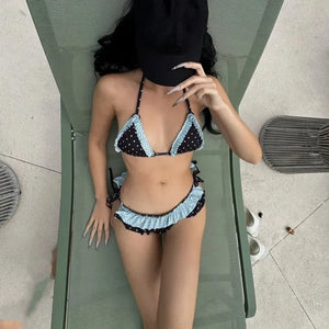 Polka Dot Ruffled Bikini Set