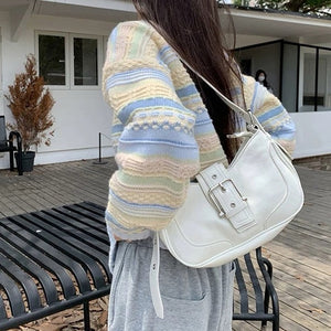 Blue & Yellow Pastel Striped Cardigan