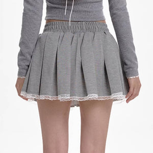 Preppy Drawstring Mini Skirt