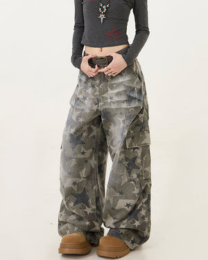 Vintage Style Star Print Jeans