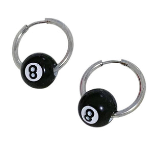 8 Ball Hoop Earrings