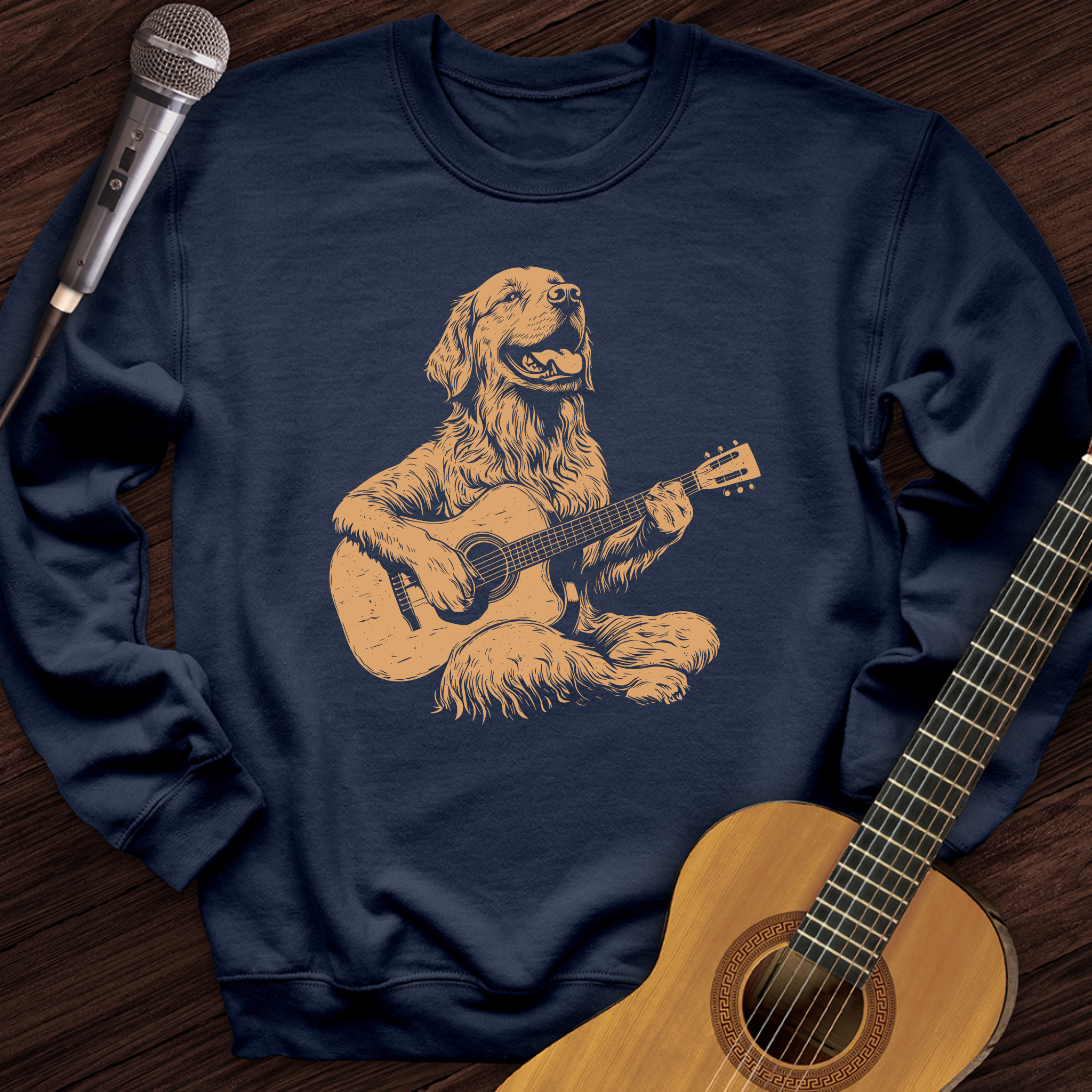 Golden Retriever Guitar Crewneck