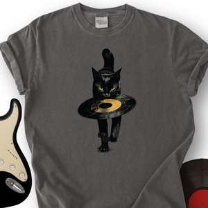 Black Cat Vinyl T-Shirt
