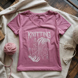 Gothic Knitter Lady V-neck