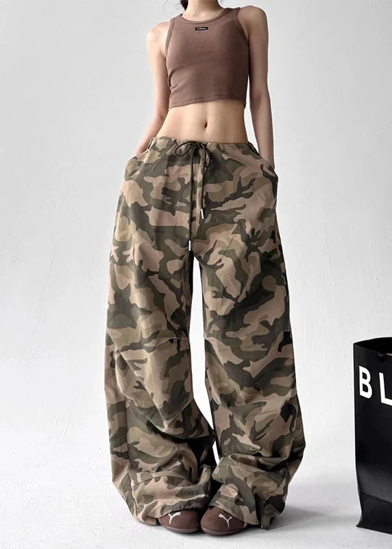 Drawstring Camo Baggy Pants