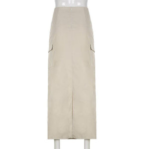 Drawstring Parachute Maxi Skirt