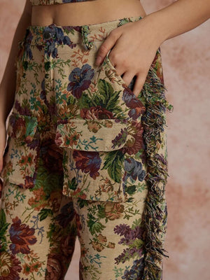 Floral Tapestry Bustier & Pants Two Piece Set