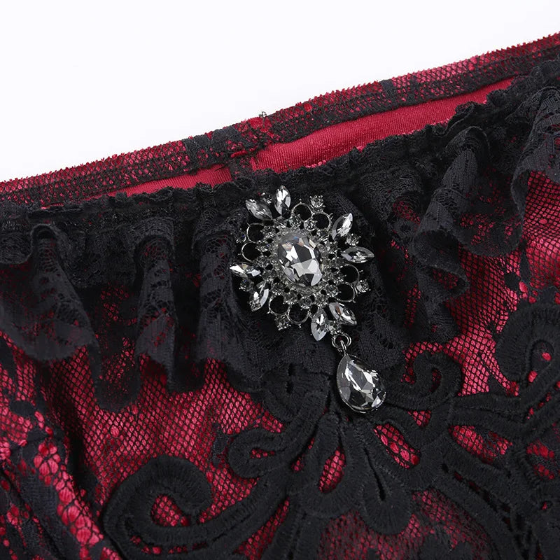 Goth Lace Trim Corset Top