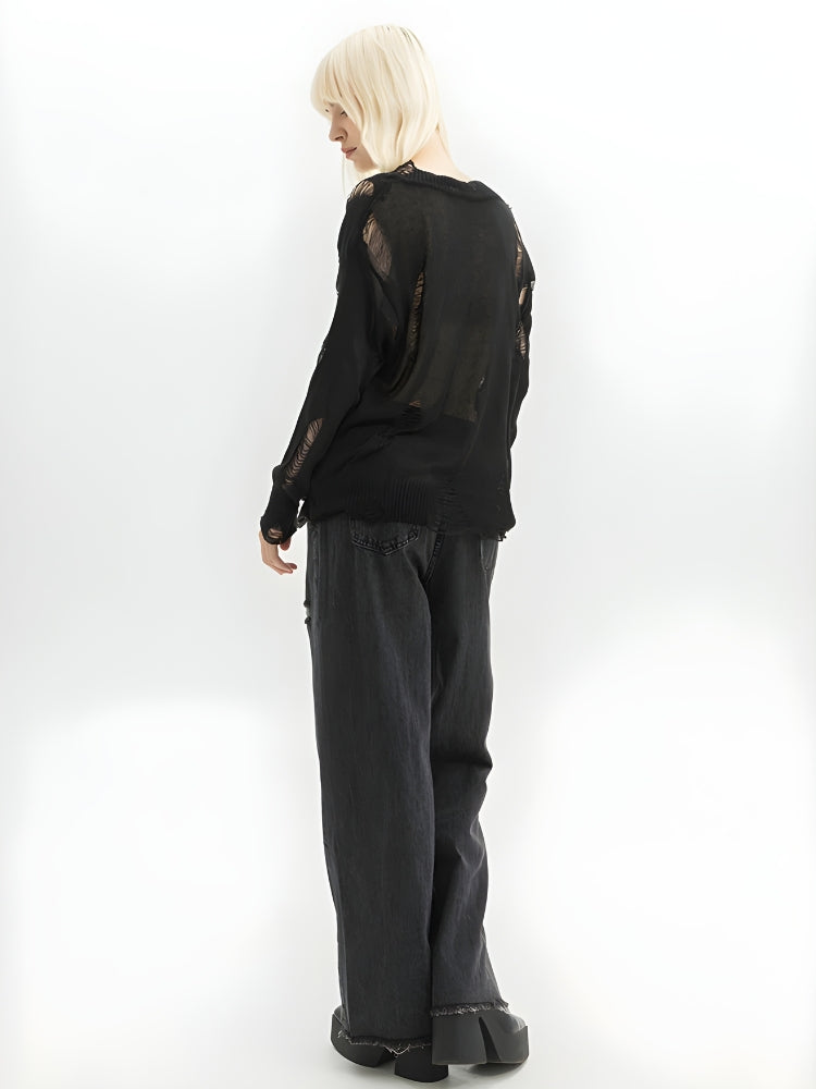 Grunge Cross Zip-Up Jeans