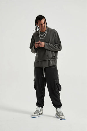 Grunge Ripped Layered Sweatshirt