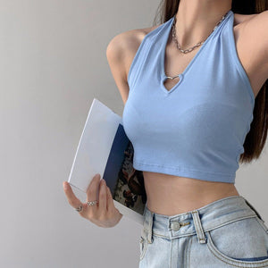 Heart Hollow Out Halter Top
