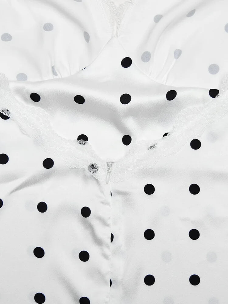 Polka Dot Lace Trim Mini Dress