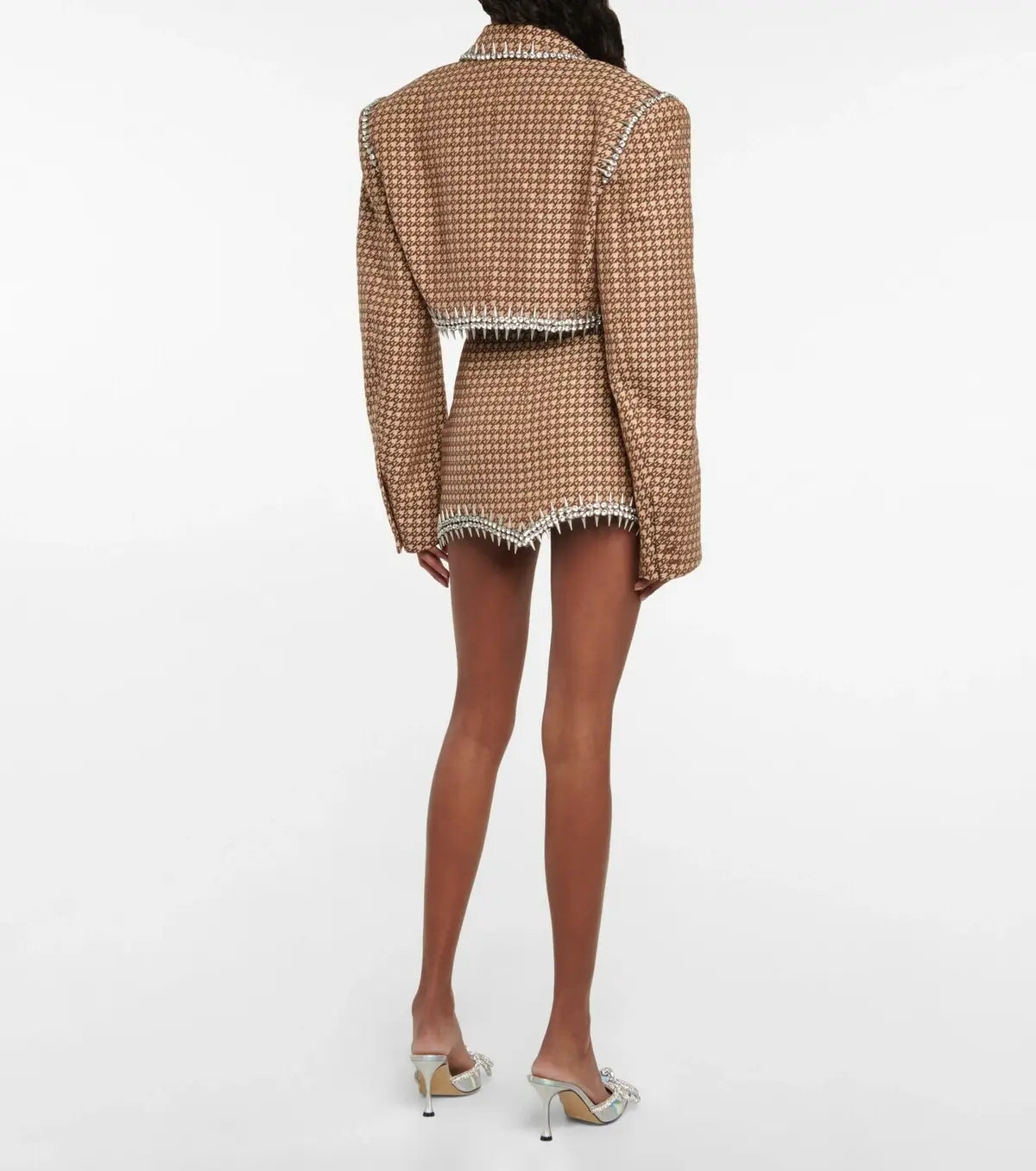 Rhinestone Blazer & Skirt Two Piece Set