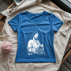 Jesus Crochet Lady V-neck
