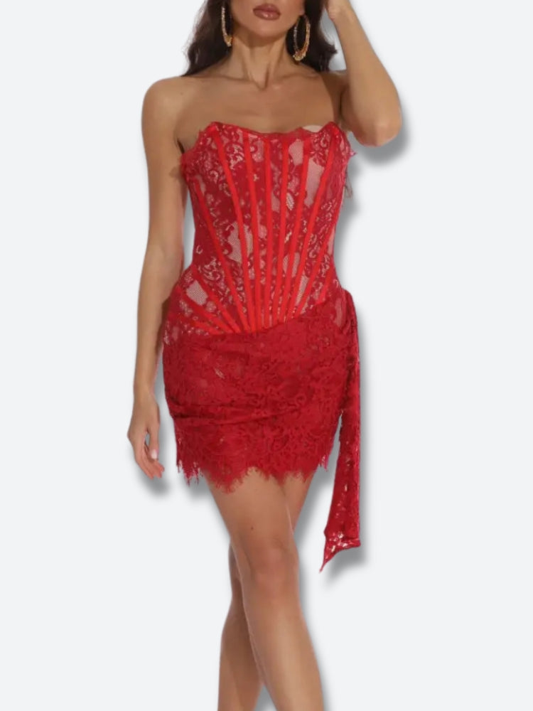 Strapless Lace Mini Dress