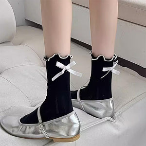 Preppy Aesthetic Bow Ruffle Socks