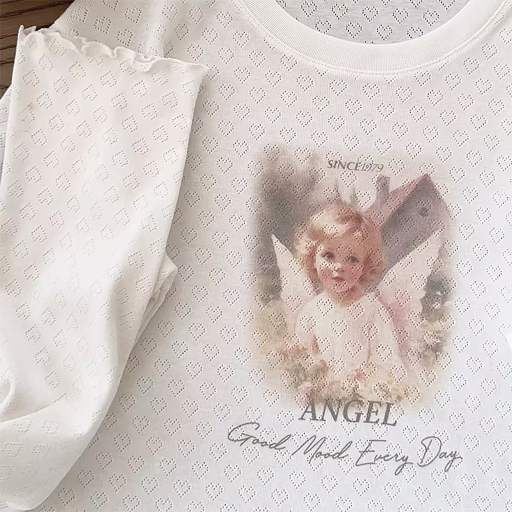 Angel Print Long Sleeve Top