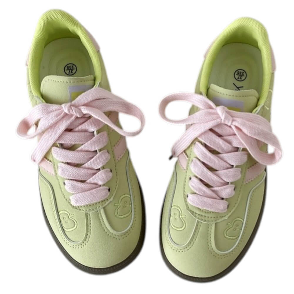Apple on Toe Green Sneakers