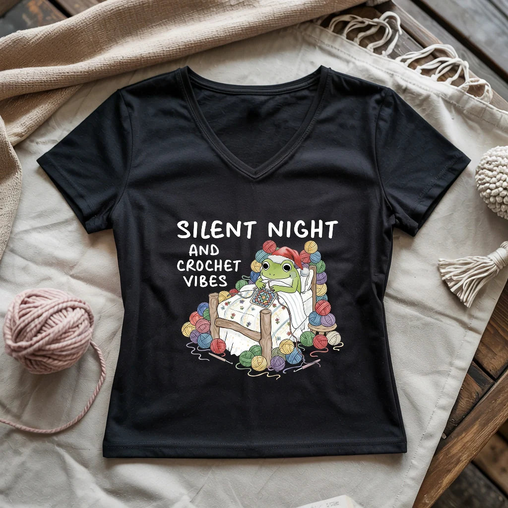Silent Night and Crochet Vibes Lady V-neck