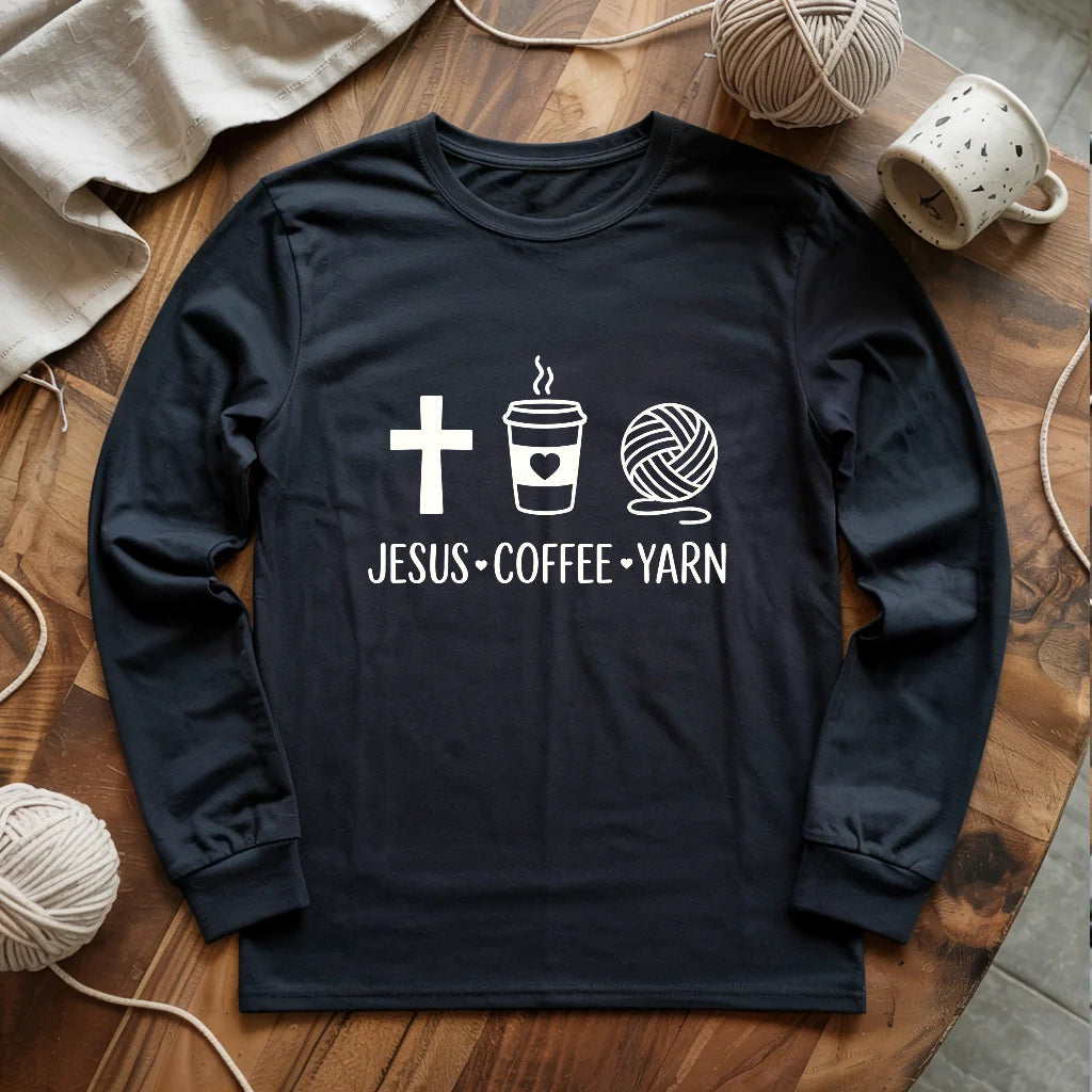 Jesus, Coffee and Yarn Long Sleeve T-shirt