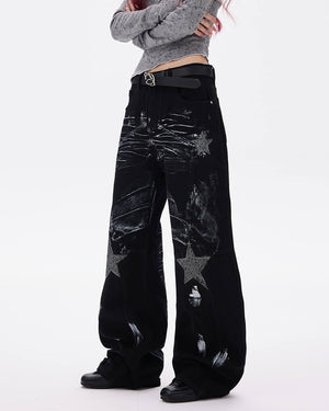 Black Star Wide Leg Jeans