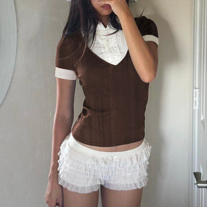 Gossip Goes Around Layered Collar Shirt