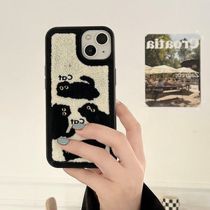 Black Cat Embroidered iPhone Case