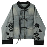 Chinese Style Embroidered Denim Jacket