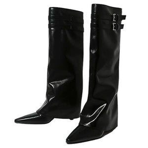 Catwalk Double Buckle Knee-High Boots