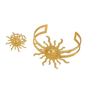 Gold Sun Bracelet and Ring Set