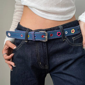 Indie Flower Aesthetic Denim Belt