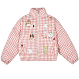Korean Aesthetic Checker Puffer Jacket