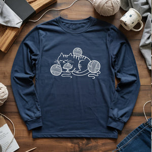 Cat And Yarn Long Sleeve T-shirt
