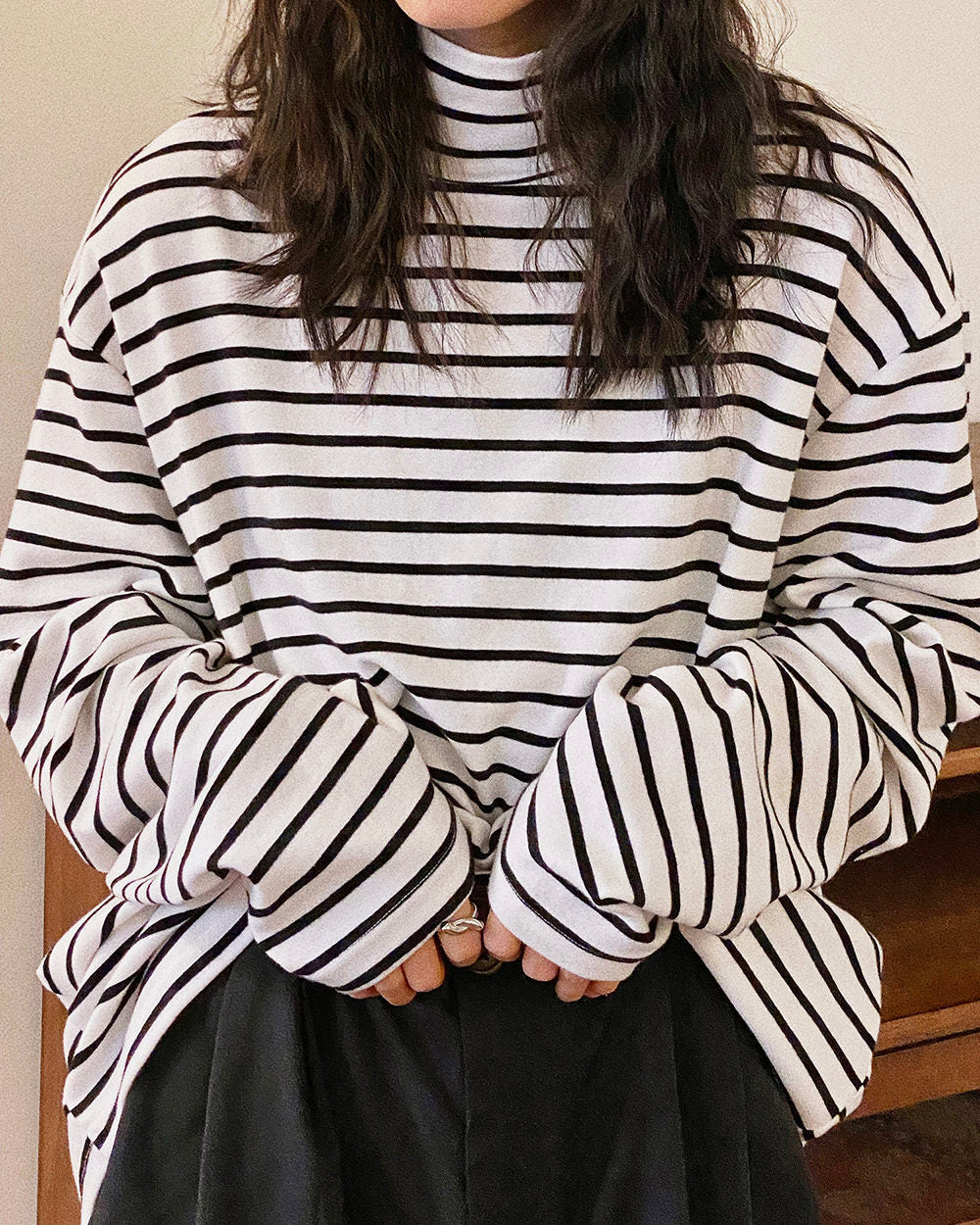 Oversized Striped Turtleneck Long Sleeve
