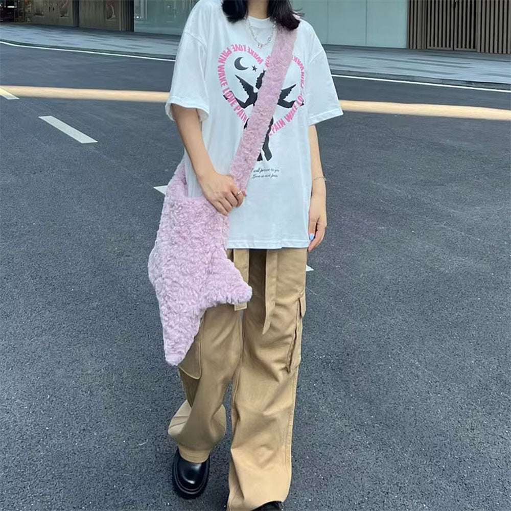 Pastel Star-Shaped Fuzzy Bag