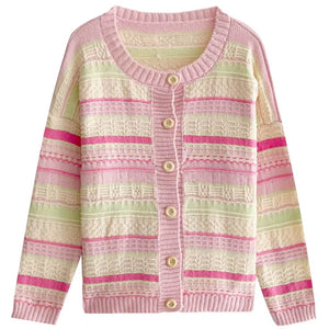 Teen Craft Pastel Striped Knit Cardigan