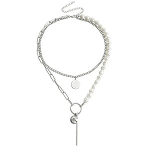 Pearl Layered Chain Necklace