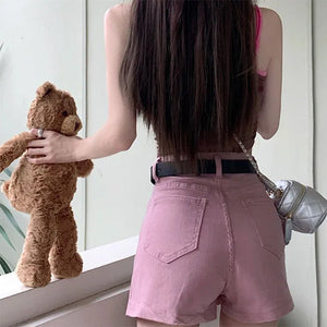 Pink Denim Skort with Butterfly Belt