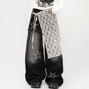 Rhinestone Star Wide Leg Jeans