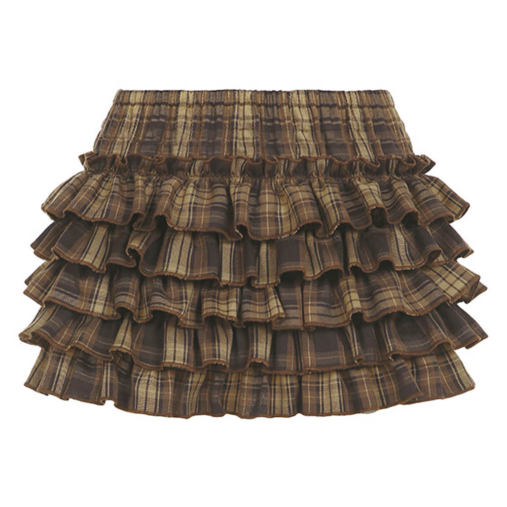 Ruffle Tiered Plaid Mini Skirt