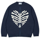 Skeleton Print Zip Up Sweater