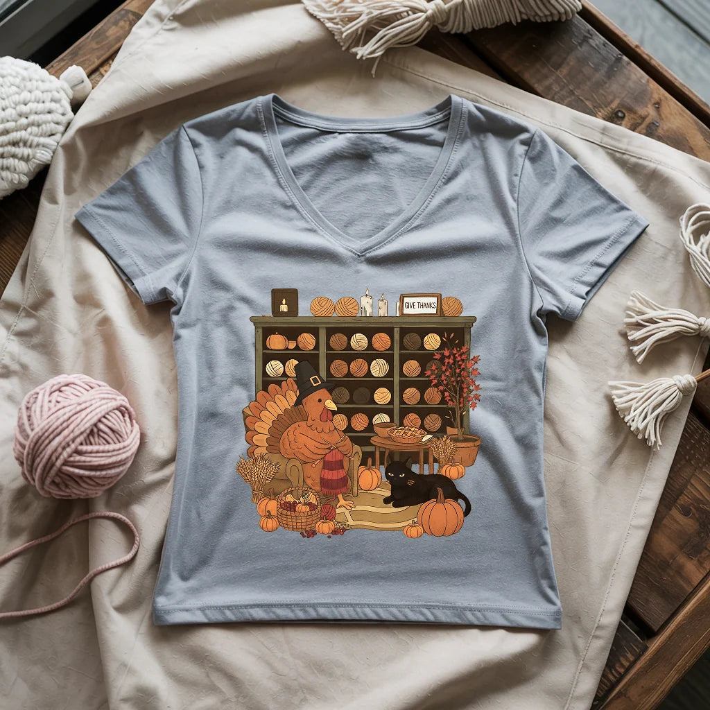 Knitting Turkey Lady V-neck