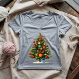 Yarn Christmas Tree Lady V-neck