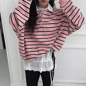 Bonjour Baby Stripe Polo Sweatshirt