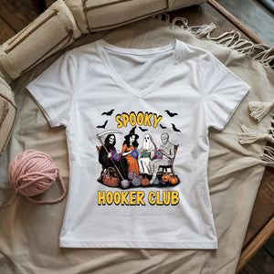 Spooky Crochet Club Lady V-neck
